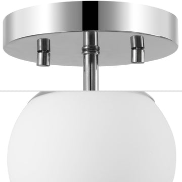 Marcel Bistro 7.75" Bohemian Farmhouse Iron/Frosted Glass LED Semi Flush Mount